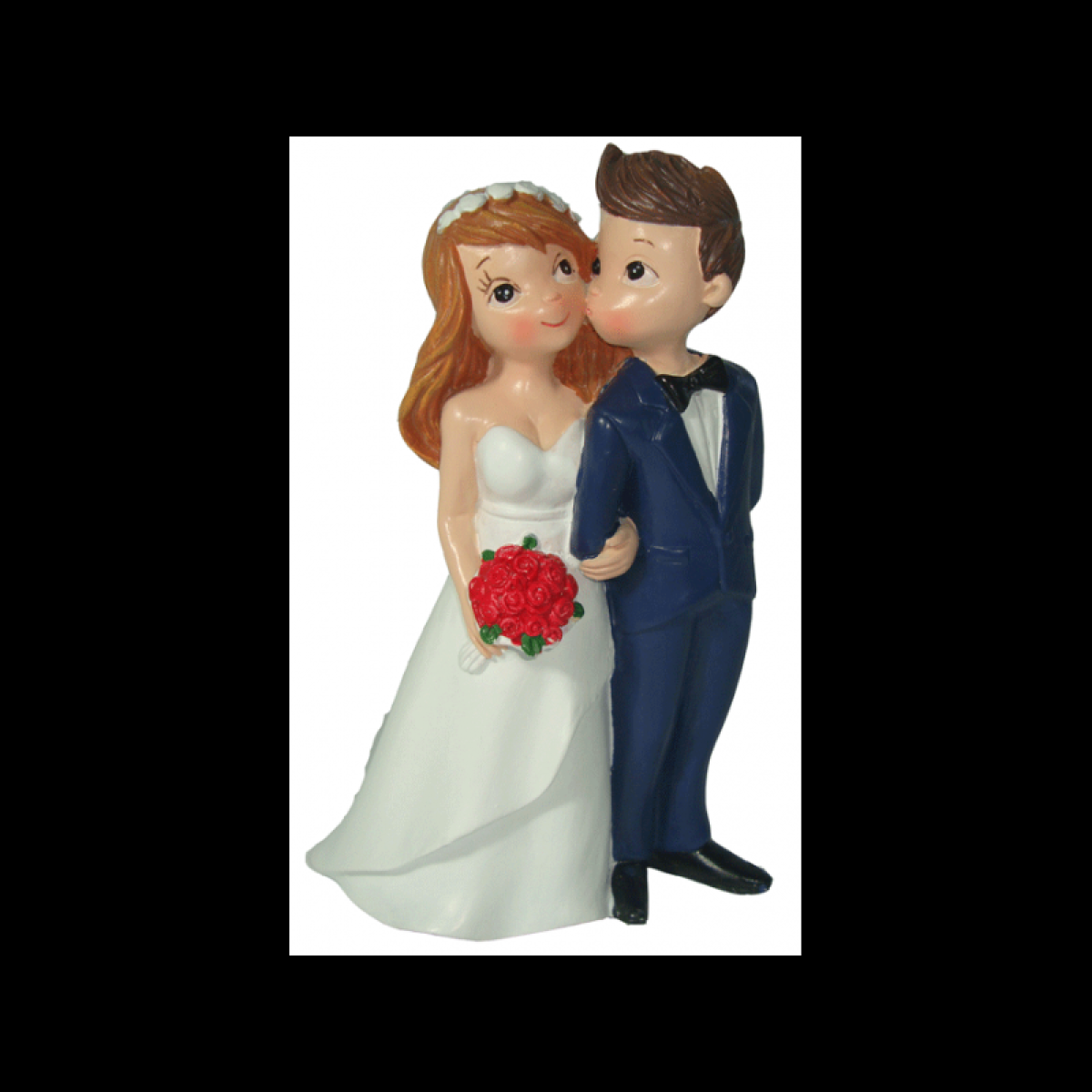 Nueva figura de pastel resina para bodas. Medidas: 15cm altura novios. Base: 10cm x 6,5cm. Presentado en cajita de cartón blanco de protección más bolsita de burbujas.